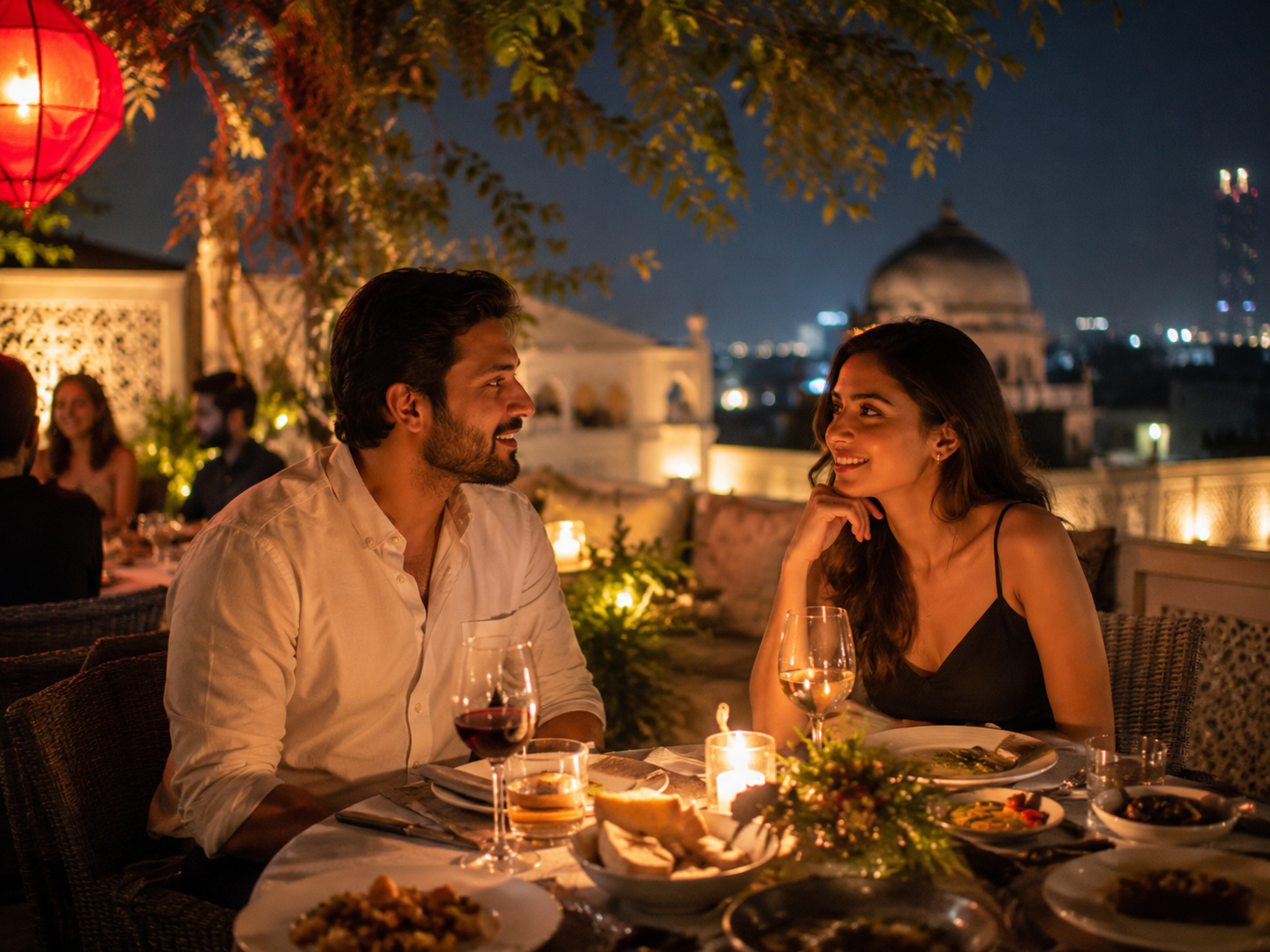 Rooftop dinner under stars