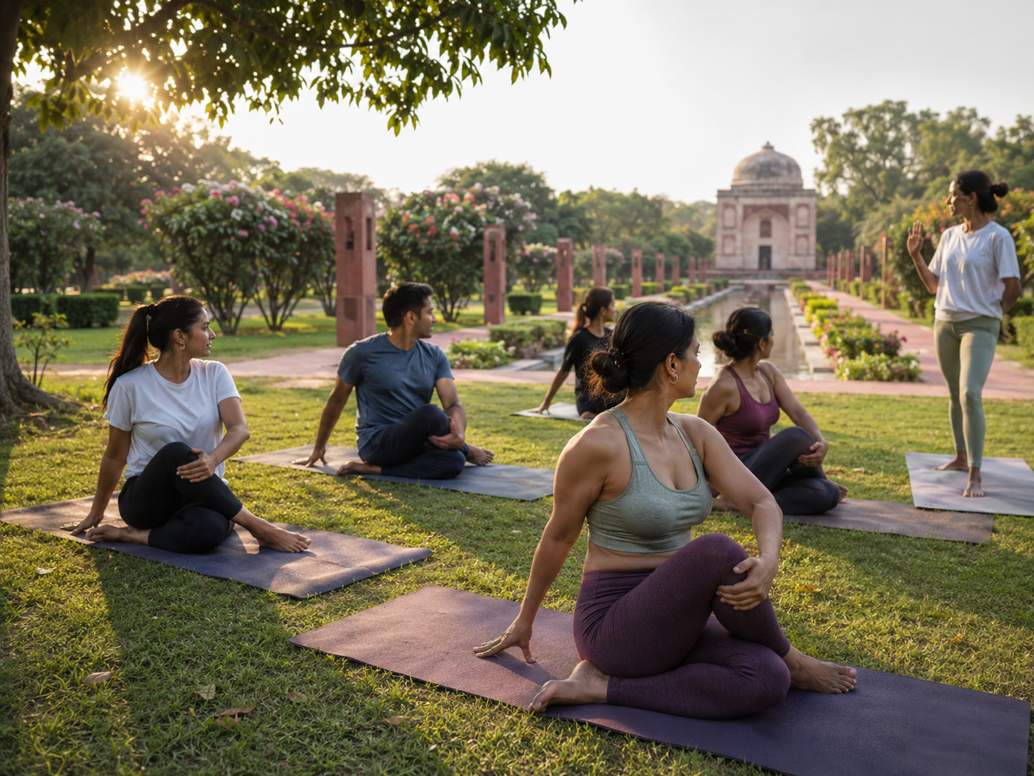 Sunrise yoga at heritage garden